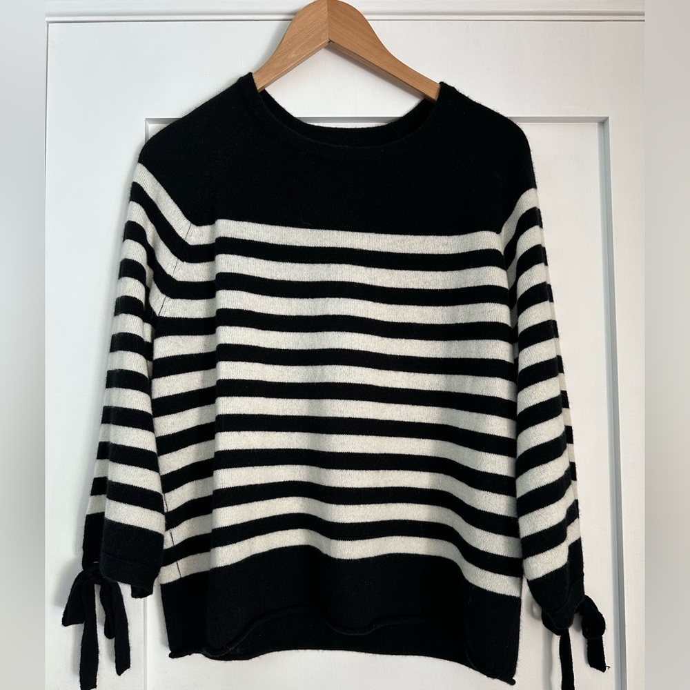 Velvet by Graham & Spencer Black and Cream Striped Sweater
